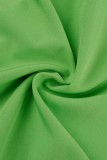 Green Casual Solid Patchwork Asymmetrical Regular High Waist Skirts
