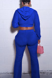 Pink Casual Solid Patchwork Zipper Hooded Collar Long Sleeve Two Pieces