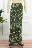 Camouflage Casual Camouflage Print Patchwork Regular Low Waist Trousers