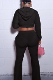Pink Casual Solid Patchwork Zipper Hooded Collar Long Sleeve Two Pieces