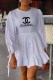 White Casual Print Patchwork Letter O Neck A Line Dresses