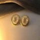 White Elegant Letter Patchwork Earrings
