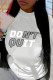 White Casual Street Print Letter O Neck Tops