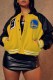 Yellow Street Print Patchwork Half A Turtleneck Outerwear