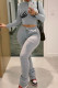 Grey Casual Print Patchwork Half A Turtleneck Long Sleeve Two Pieces