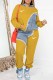 Yellow Casual Print Patchwork Hooded Collar Long Sleeve Two Pieces