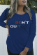 Navy Blue Casual Street Print Patchwork Letter O Neck Tops