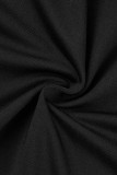Black Sexy Solid Patchwork Backless O Neck Long Sleeve Dresses