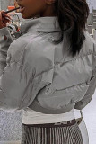 Grey Casual Street Solid Patchwork Cardigan Collar Outerwear