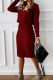Red Casual Solid Basic Turtleneck Long Sleeve Two Pieces