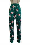 Red Casual Patchwork Regular High Waist Conventional Full Print Bottoms