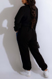 Red Casual Solid Patchwork O Neck Long Sleeve Two Pieces