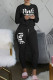 Black Casual Letter Print Basic O Neck Long Sleeve Two Pieces