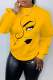 Yellow Casual Street Print Patchwork O Neck Tops