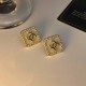 White Elegant Letter Hot Drill Earrings