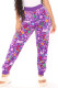 Purple Casual Patchwork Regular High Waist Conventional Full Print Bottoms