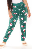 Red Casual Patchwork Regular High Waist Conventional Full Print Bottoms