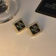 Black Elegant Letter Hot Drill Earrings