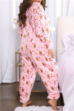 Powder White Casual Living Print Patchwork Hooded Collar Regular Jumpsuits