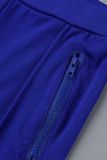 Rose Red Casual Sportswear Solid Patchwork Zipper Collar Long Sleeve Two Pieces