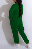 Red Casual Solid Patchwork O Neck Long Sleeve Two Pieces