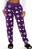 Red Casual Patchwork Regular High Waist Conventional Full Print Bottoms