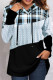 Light Blue Casual Plaid Print Patchwork Hooded Collar Tops