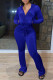 Royal Blue Fashion Casual Solid Patchwork Zipper Hooded Collar Long Sleeve Two Pieces