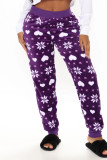 Red Casual Patchwork Regular High Waist Conventional Full Print Bottoms
