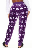 Red Casual Patchwork Regular High Waist Conventional Full Print Bottoms