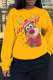 Yellow Casual Street Print Wapiti Patchwork O Neck Tops