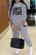 Grey Street Print Letter O Neck Long Sleeve Two Pieces