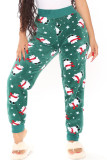 Red Casual Patchwork Regular High Waist Conventional Full Print Bottoms