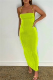 Green Sexy Solid Bandage Backless Spaghetti Strap Long Dress Dresses