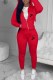Red Casual Print Letter Hooded Collar Long Sleeve Two Pieces