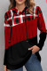 Red Casual Plaid Print Patchwork Hooded Collar Tops