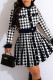 Black Casual Print Patchwork O Neck Long Sleeve Dresses