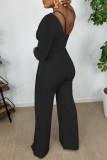 Pink Casual Elegant Solid Patchwork Asymmetrical Oblique Collar Straight Jumpsuits