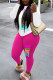 Rose Red Casual Sportswear Print Patchwork O Neck Long Sleeve Two Pieces