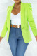 Green Casual Solid Patchwork Turn-back Collar Outerwear