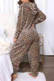 Powder White Casual Living Print Patchwork Hooded Collar Regular Jumpsuits