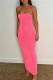 Pink Sexy Solid Bandage Backless Spaghetti Strap Long Dress Dresses