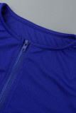 Rose Red Casual Sportswear Solid Patchwork Zipper Collar Long Sleeve Two Pieces