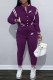 Purple Street Print Patchwork Mandarin Collar Long Sleeve Two Pieces