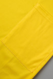 Yellow Casual Print Patchwork O Neck Straight Dresses