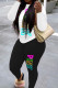 Black Casual Street Sportswear Print Patchwork O Neck Long Sleeve Two Pieces
