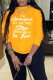 Yellow Street Vintage Print Patchwork Letter O Neck Tops