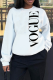 White Street Print Patchwork Letter O Neck Tops