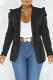 Black Casual Solid Patchwork Turn-back Collar Outerwear