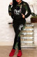 Camouflage Casual Letter Print Patchwork Hooded Collar Long Sleeve Two Pieces